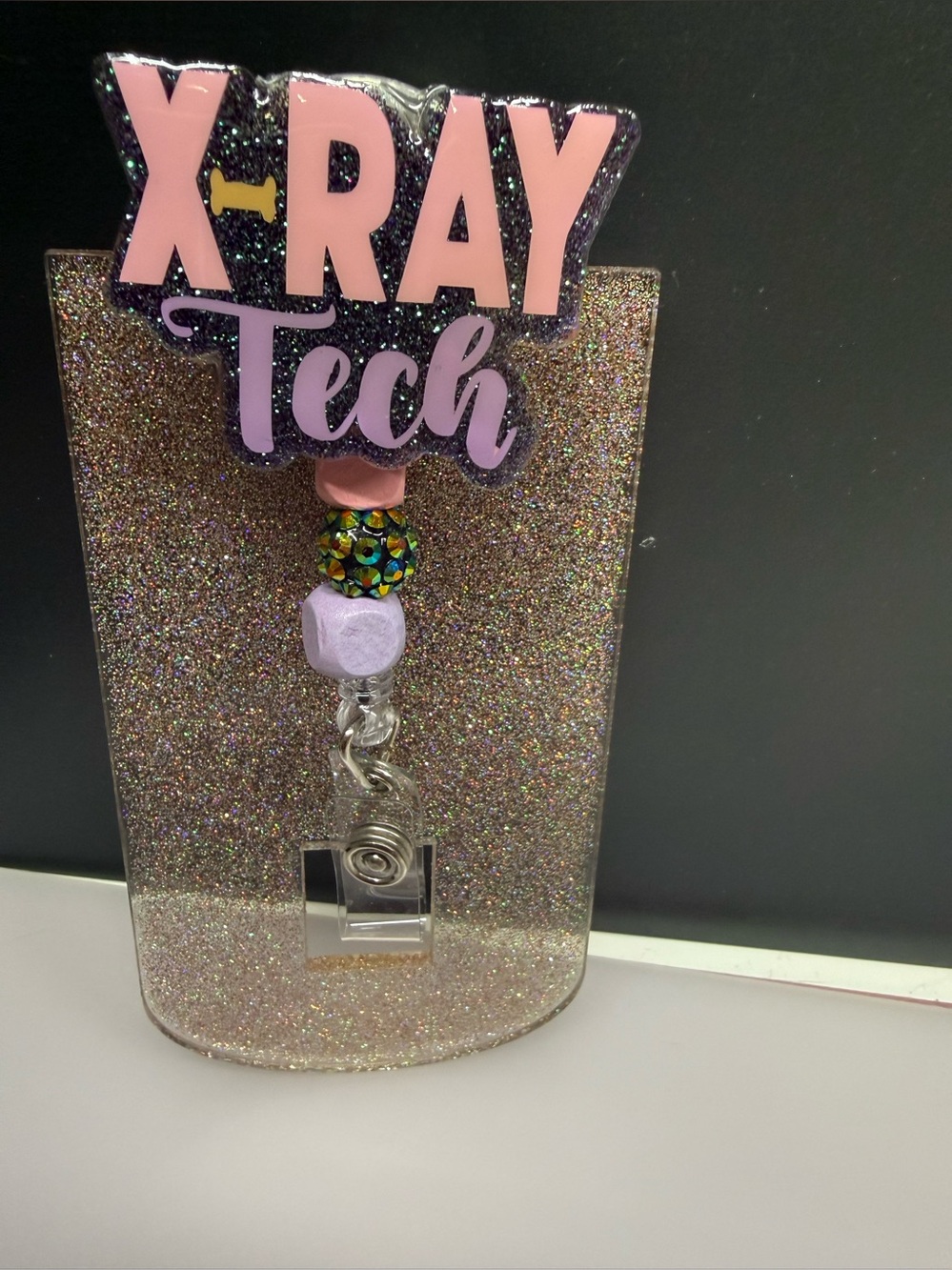 X-Ray Tech Glitter Badge Reel - Pink Lavender